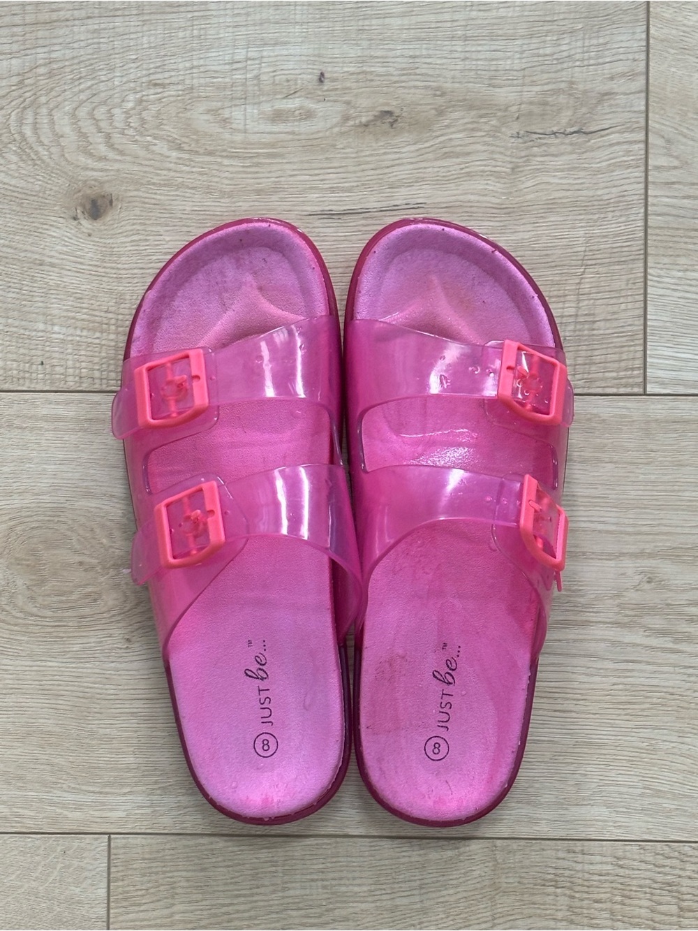 Hot Pink Jelly Slide Sandals with Double Buckles